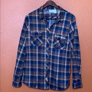 Buckle Daytrip Flannel Button Up Navy Burgundy